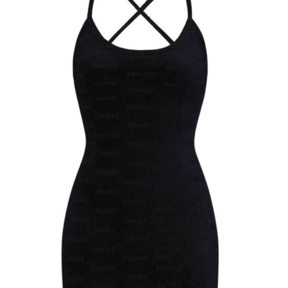 SKIMS Black Strappy Bodycon Dress